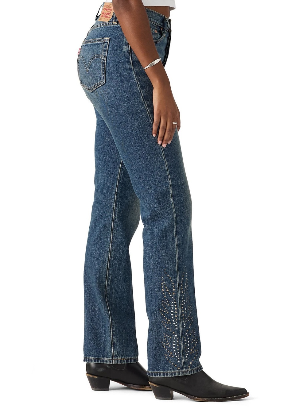 Levi's 501 Curve Western Rhinestone Studded Jeans new!